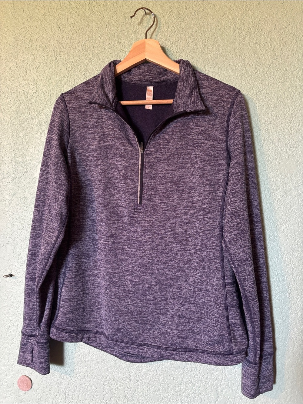 lucy Womenโs Heathered Purple Quarter-Zip Long Sleeve Athletic Top Size M Good